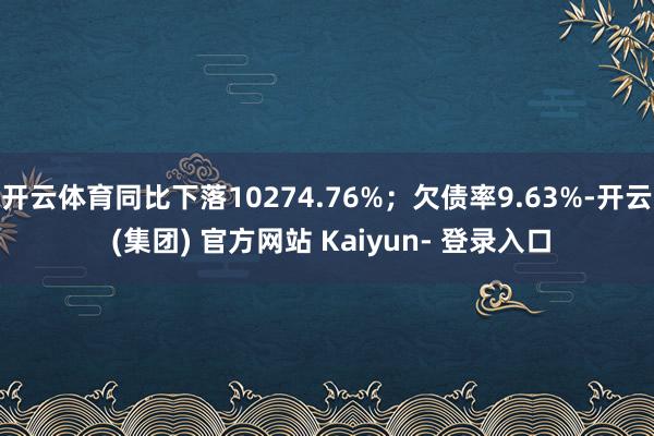 开云体育同比下落10274.76%；欠债率9.63%-开云 (集团) 官方网站 Kaiyun- 登录入口