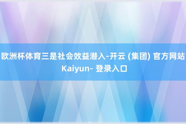欧洲杯体育　　三是社会效益潜入-开云 (集团) 官方网站 Kaiyun- 登录入口