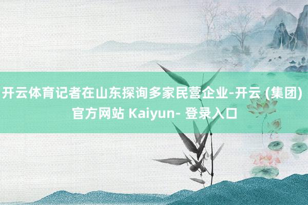 开云体育记者在山东探询多家民营企业-开云 (集团) 官方网站 Kaiyun- 登录入口