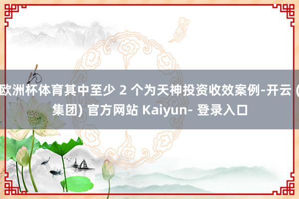 欧洲杯体育其中至少 2 个为天神投资收效案例-开云 (集团) 官方网站 Kaiyun- 登录入口
