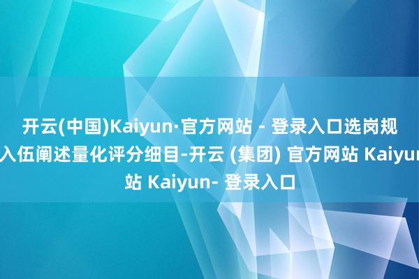 开云(中国)Kaiyun·官方网站 - 登录入口选岗规定严格依据入伍阐述量化评分细目-开云 (集团) 官方网站 Kaiyun- 登录入口
