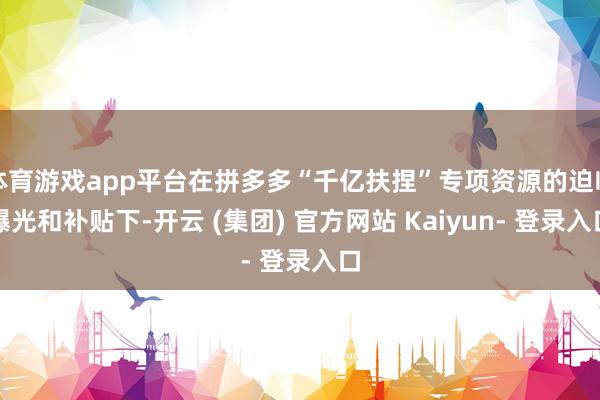 体育游戏app平台在拼多多“千亿扶捏”专项资源的迫临曝光和补贴下-开云 (集团) 官方网站 Kaiyun- 登录入口